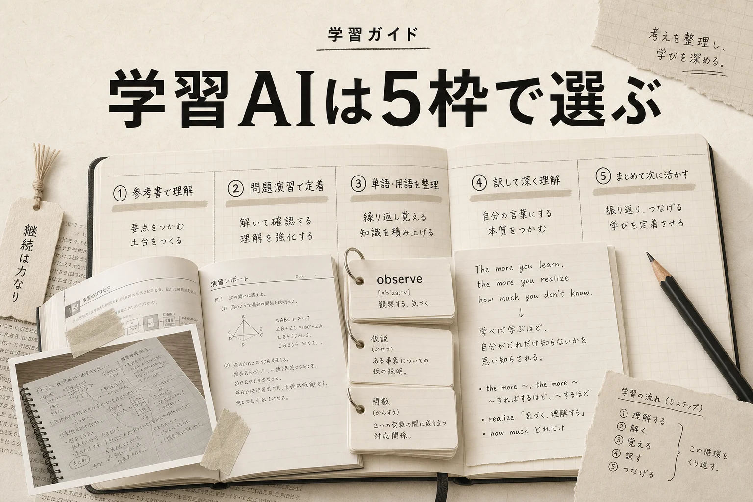 学生の学習AIは5つの枠で選ぶ。月3,000円以下の組み合わせ方（2026年版）