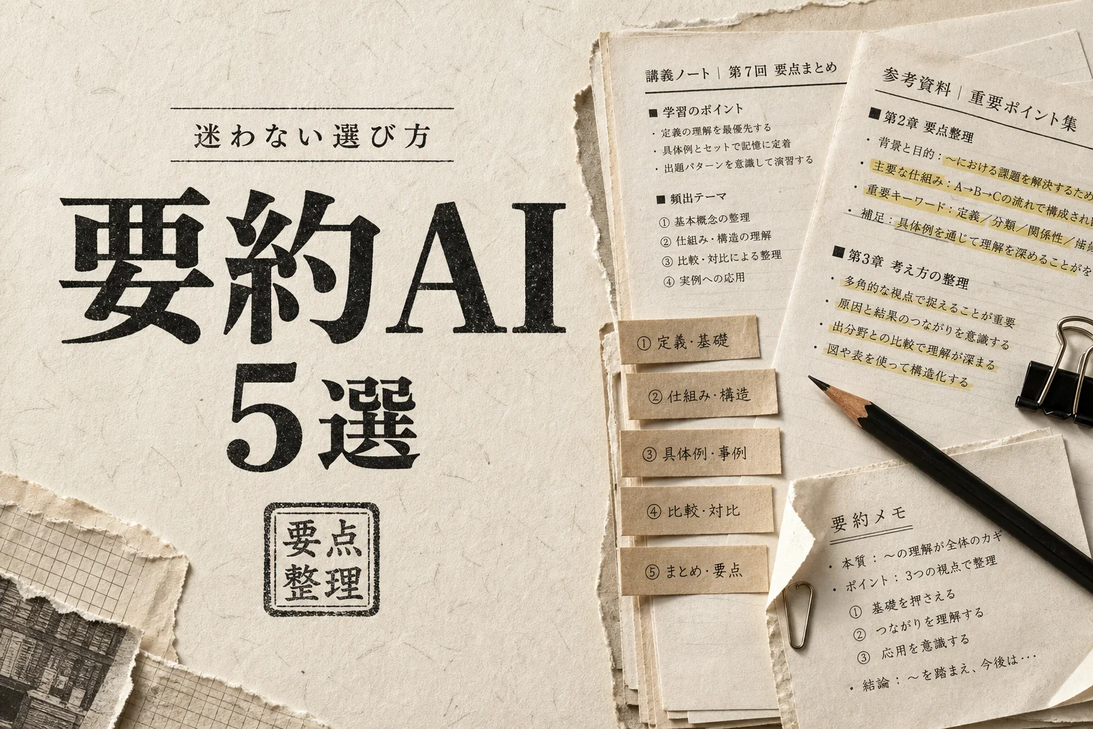 学生向け要約AI 5選｜月3,000円以下の選び方と使い分け (2026年版)