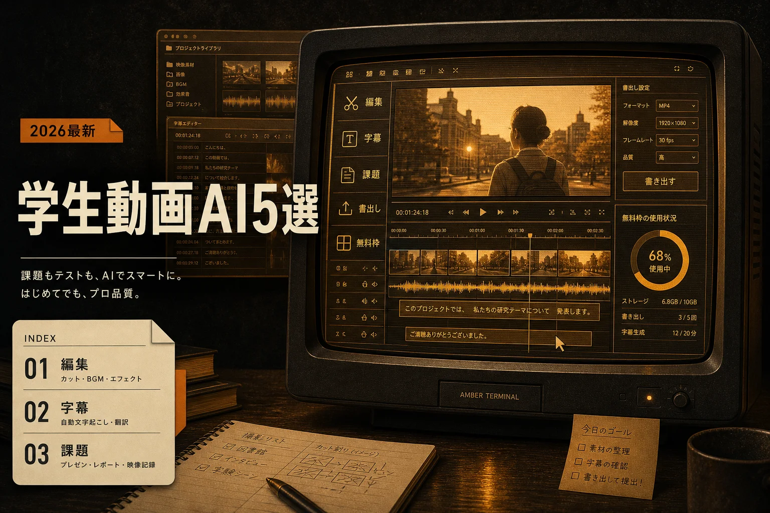 学生の動画編集AI 5選 月3,000円以下で始める選び方 (2026年版)