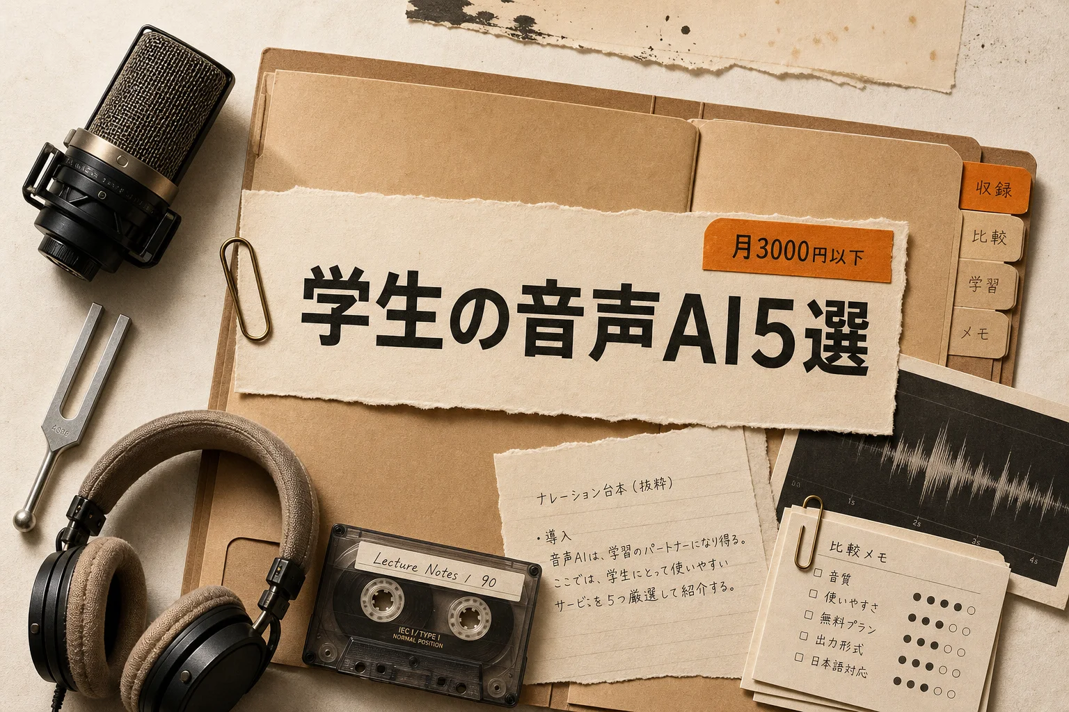 学生向け音声AI 5選｜月3,000円以下で始める選び方 (2026年版)