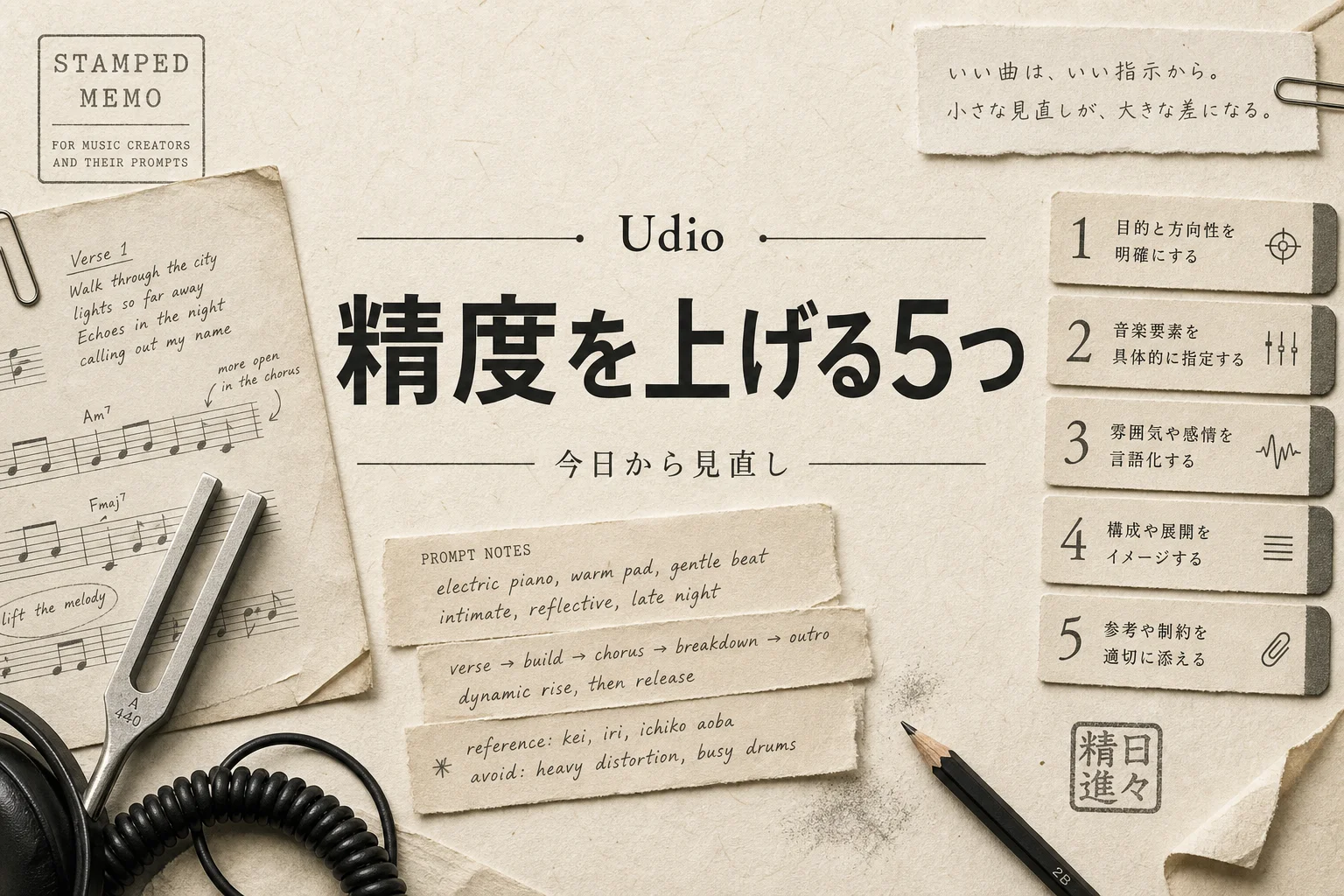 Udioの精度が低いと感じたら試すプロンプト改善と設定見直し5つ