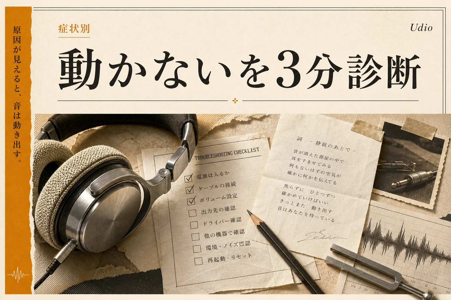 Udioが動かない時の原因と対処法｜症状別チェックリスト2026年版