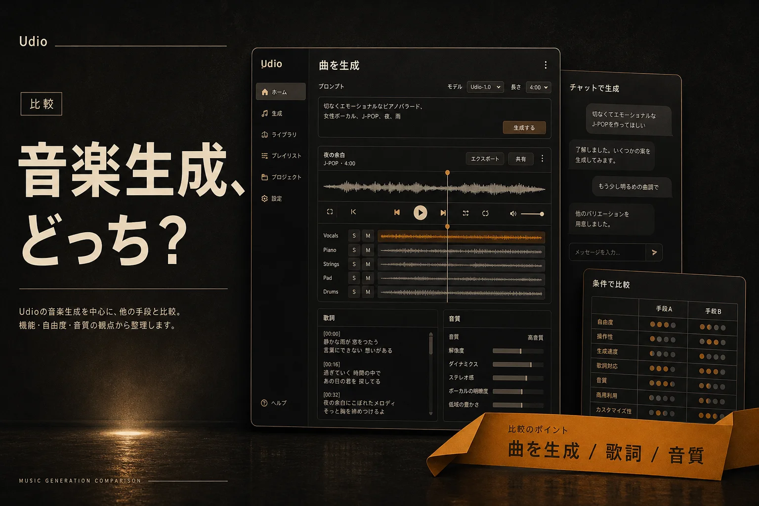 UdioとChatGPTを比較｜音楽生成の性能とコストの違い (2026年版)