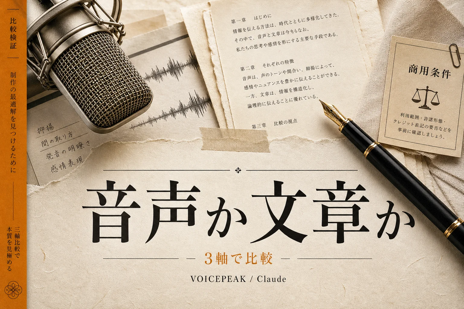 VOICEPEAKとClaude比較｜音声合成とAI文章生成の性能・コスト差 (2026年版)