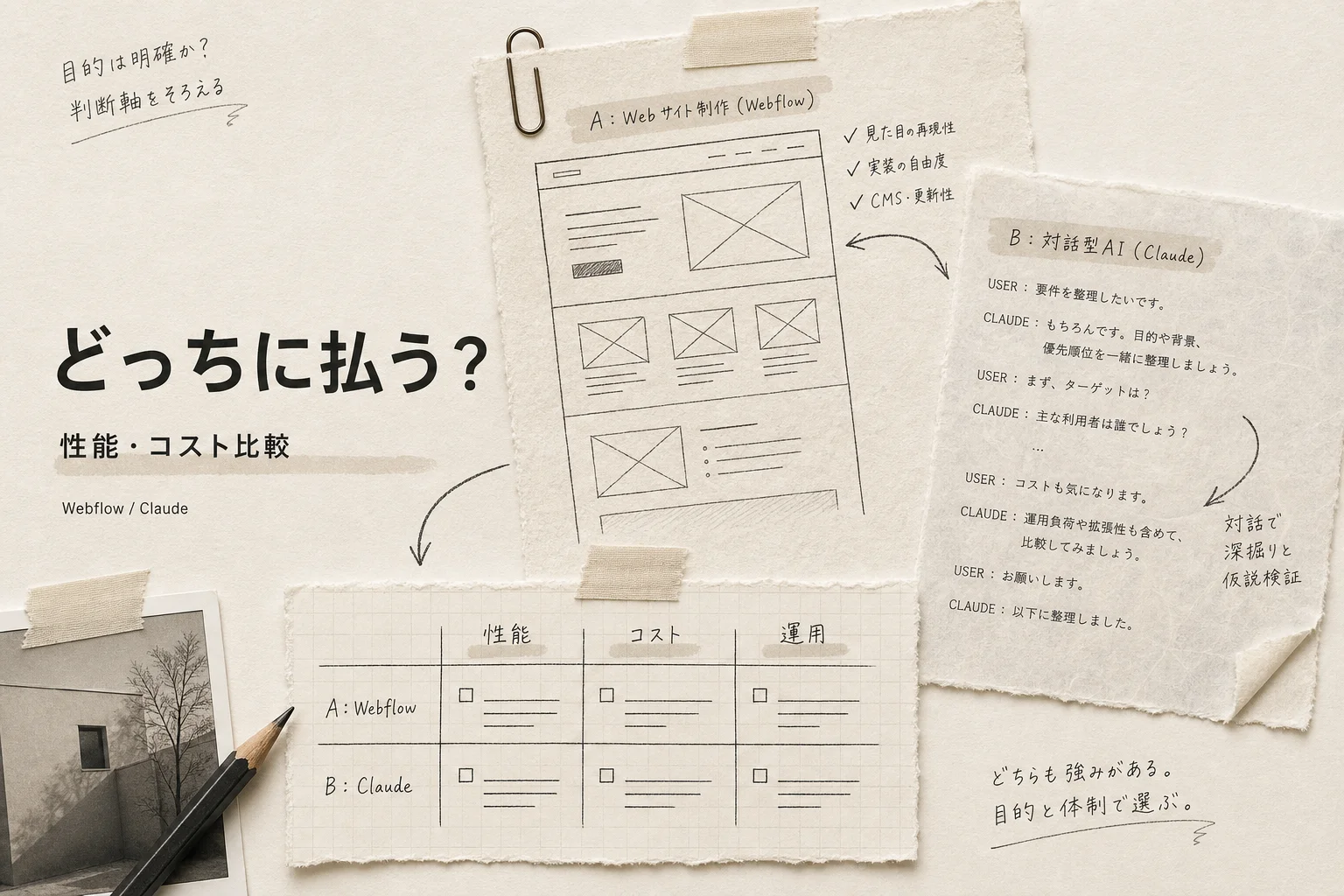 WebflowとClaude比較｜性能とコストの違いと選び方 (2026年版)