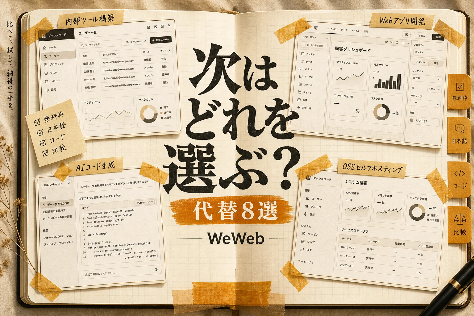WeWeb代替8選｜値上げ後の乗り換え先を無料・日本語・OSSで比較（2026年版）