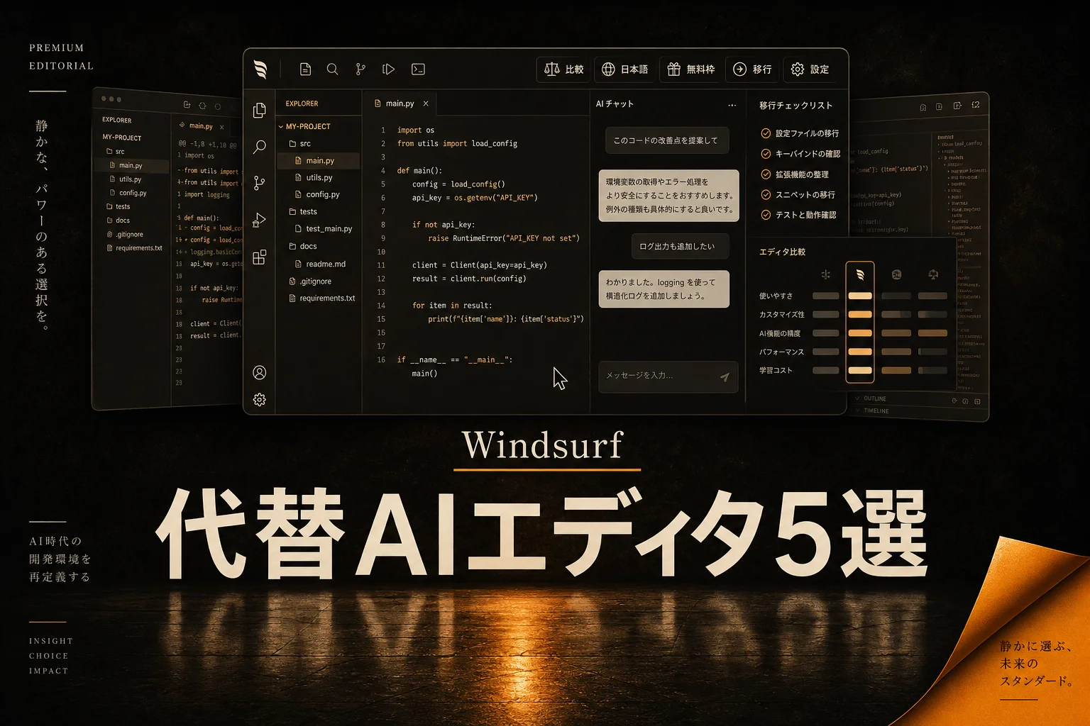 Windsurf Editor 代替AIエディタ5選 無料・日本語対応で選ぶ (2026年版)