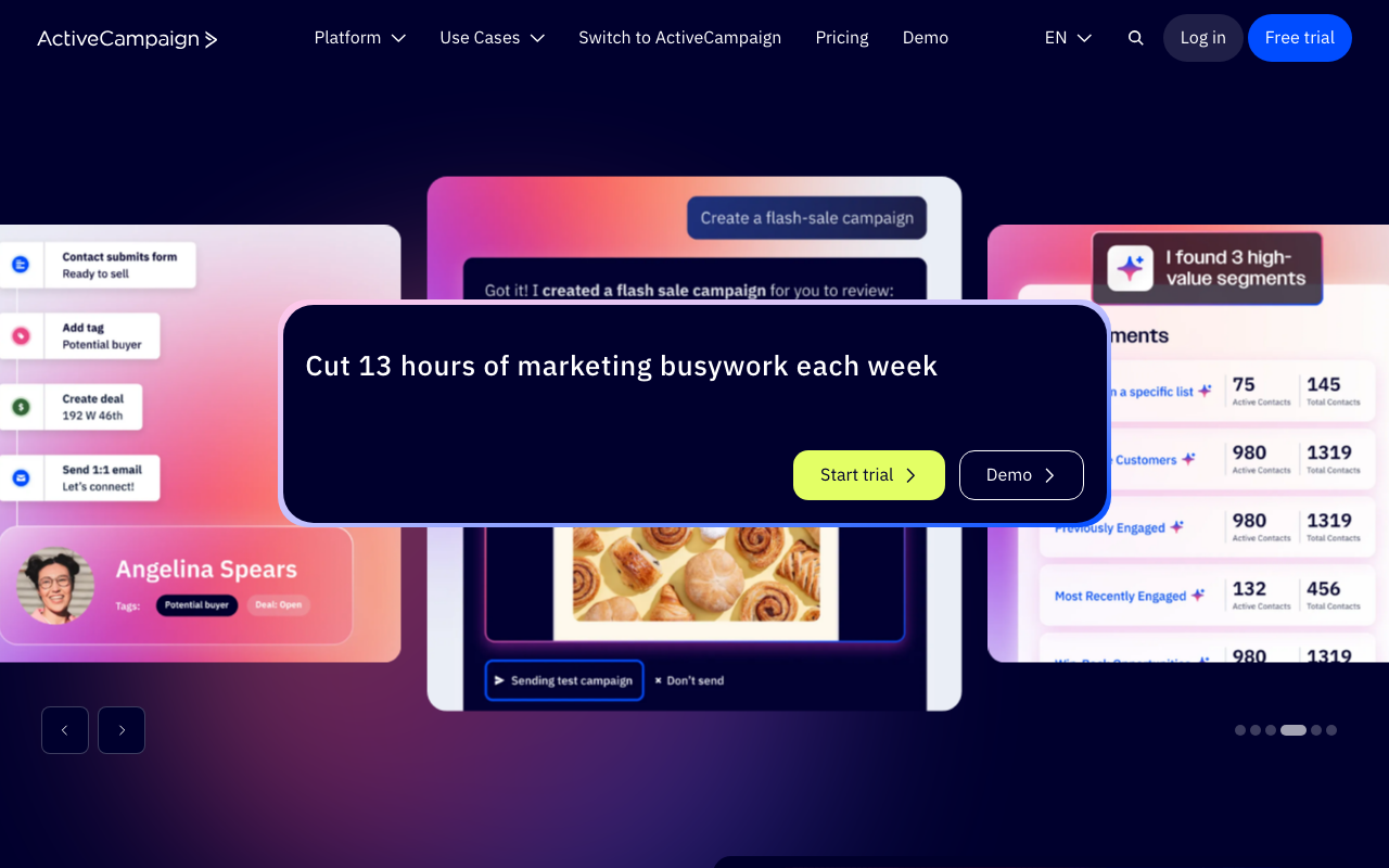 ActiveCampaign AIの公式トップページ