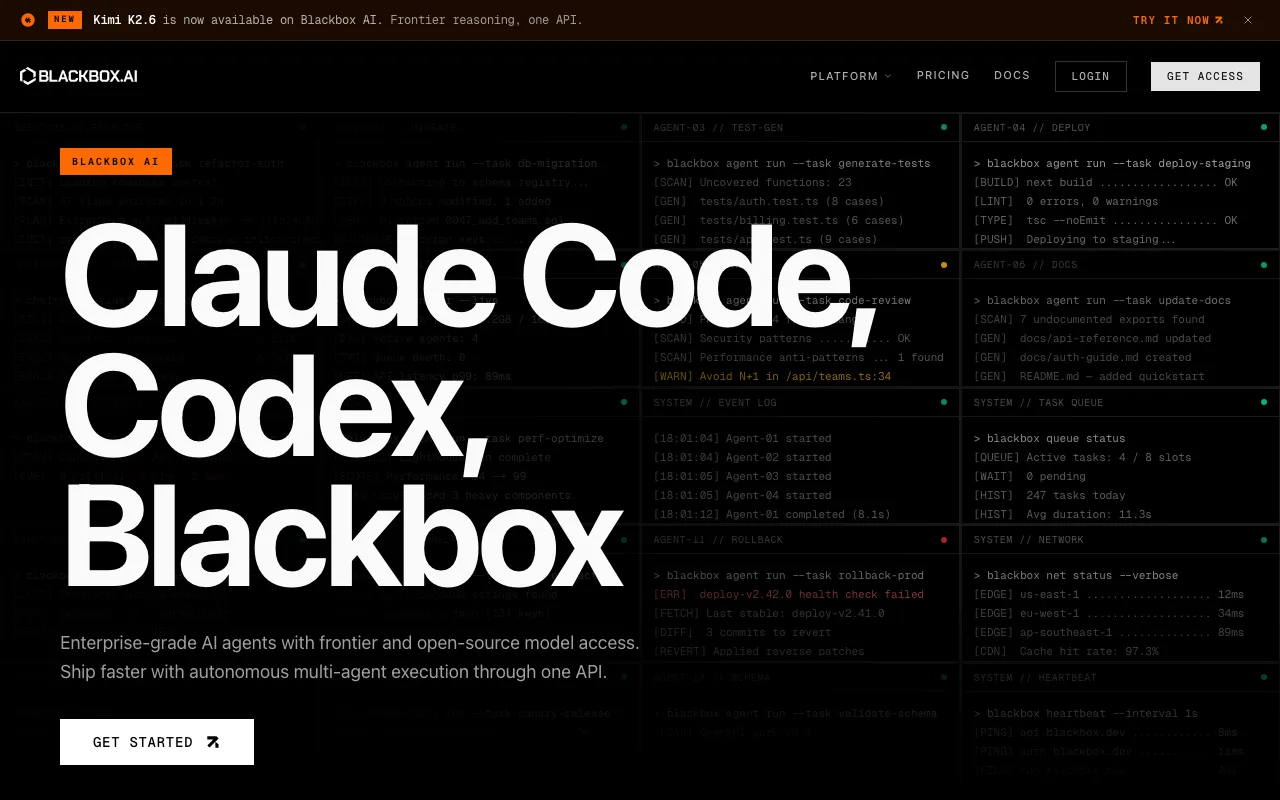 Blackbox AIの公式サイトプレビュー