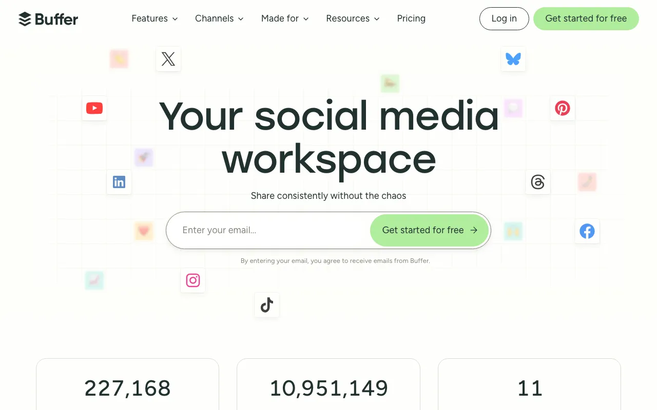 Bufferの公式サイトプレビュー