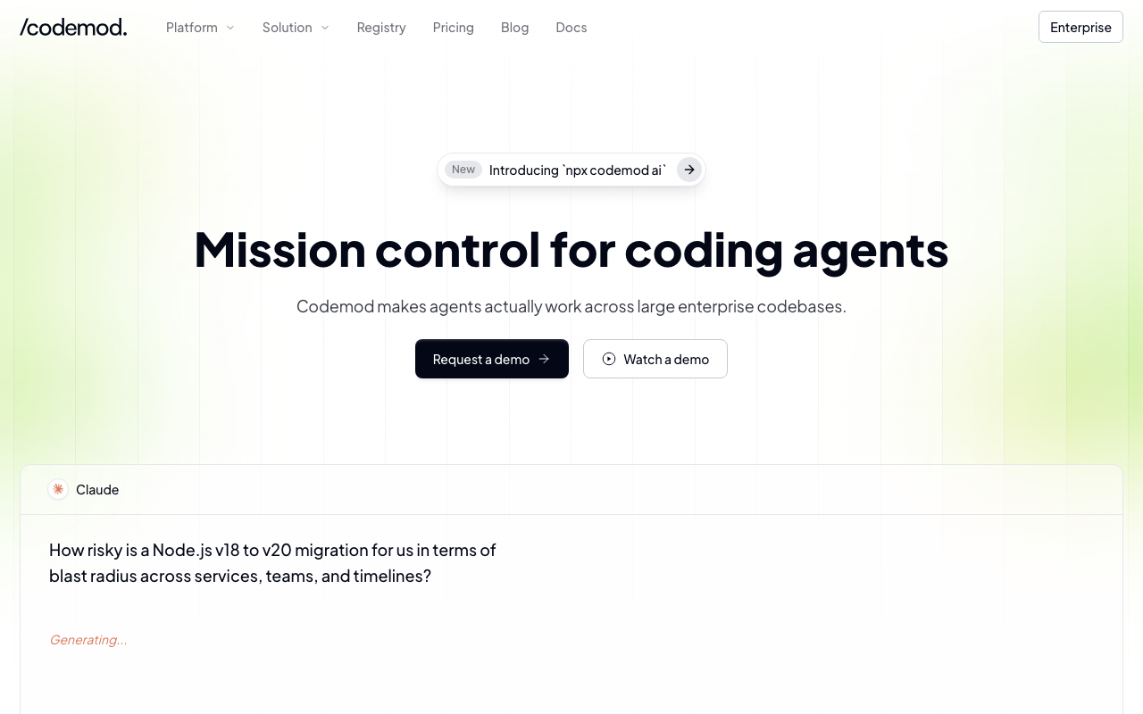 Codemodの公式トップページ