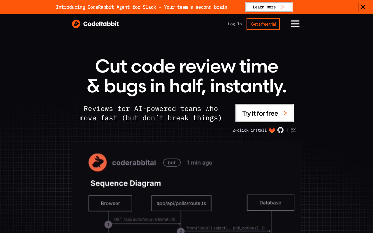 CodeRabbitの公式トップページ