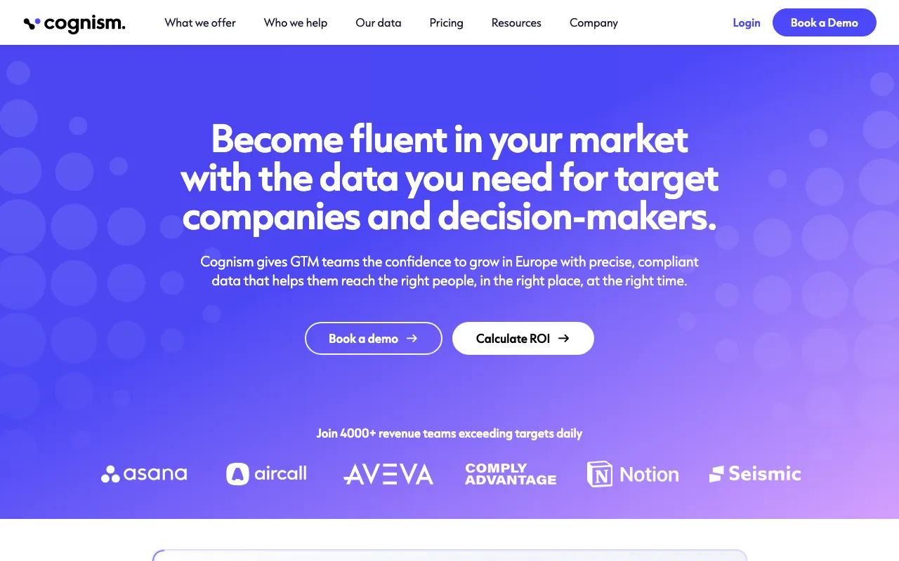 Cognismの公式サイトプレビュー