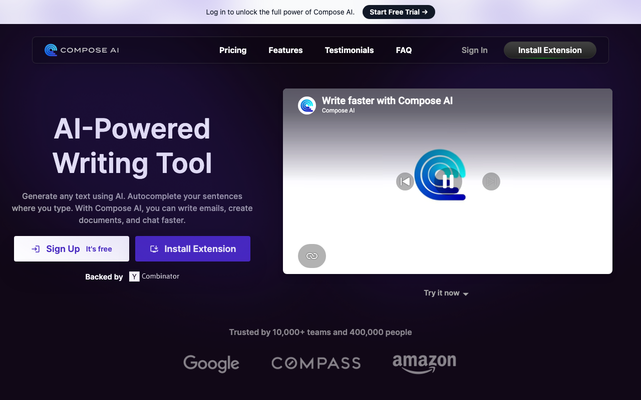 Compose AIの公式トップページ
