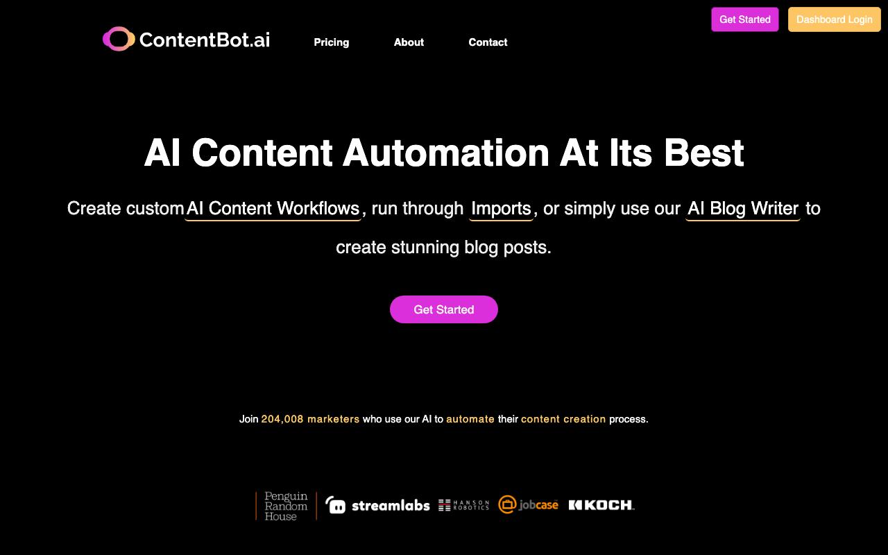 ContentBotの公式トップページ