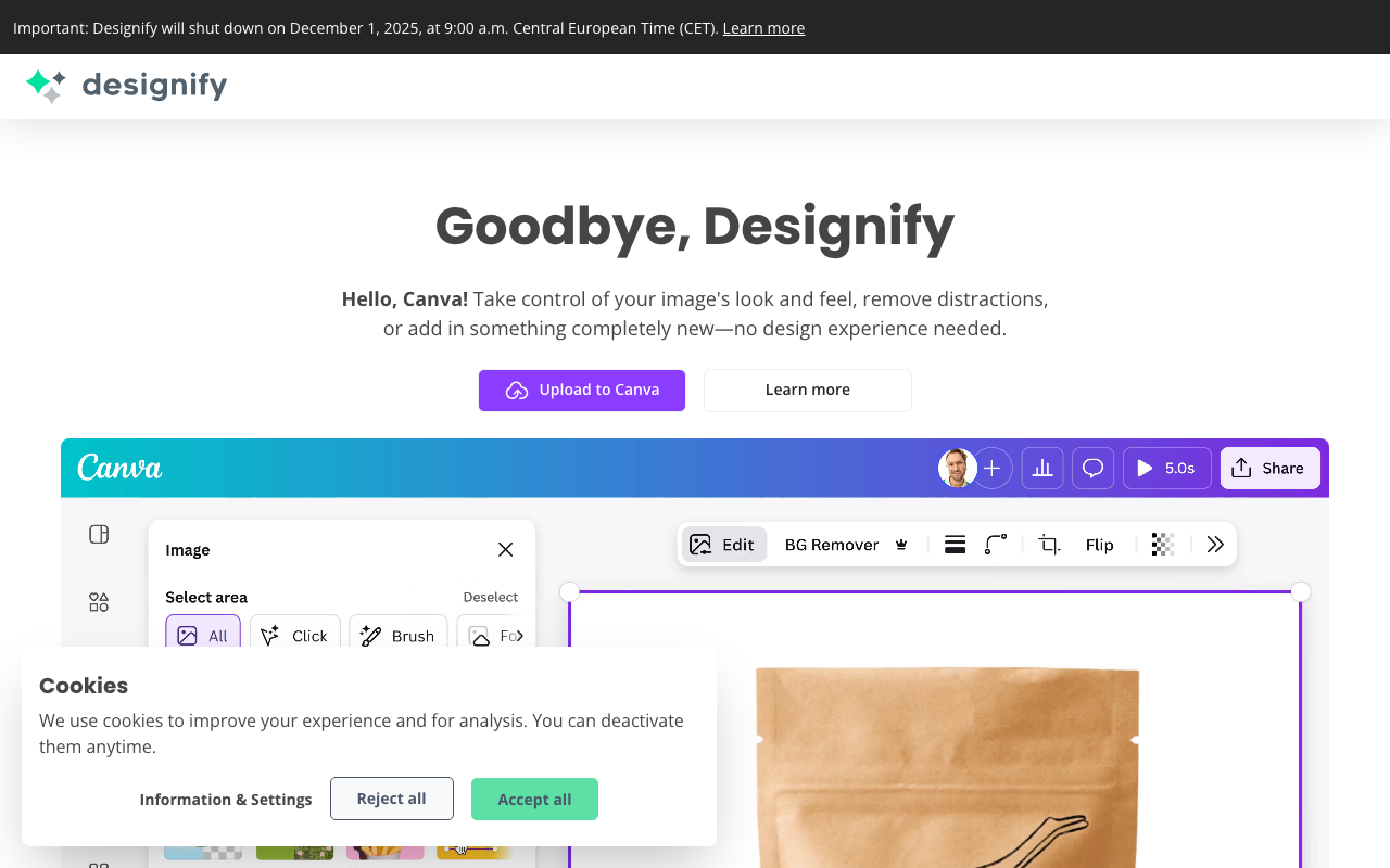 Designifyの公式トップページ