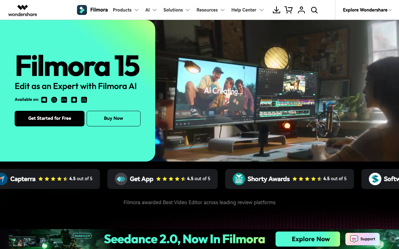 Filmora AIの公式トップページ
