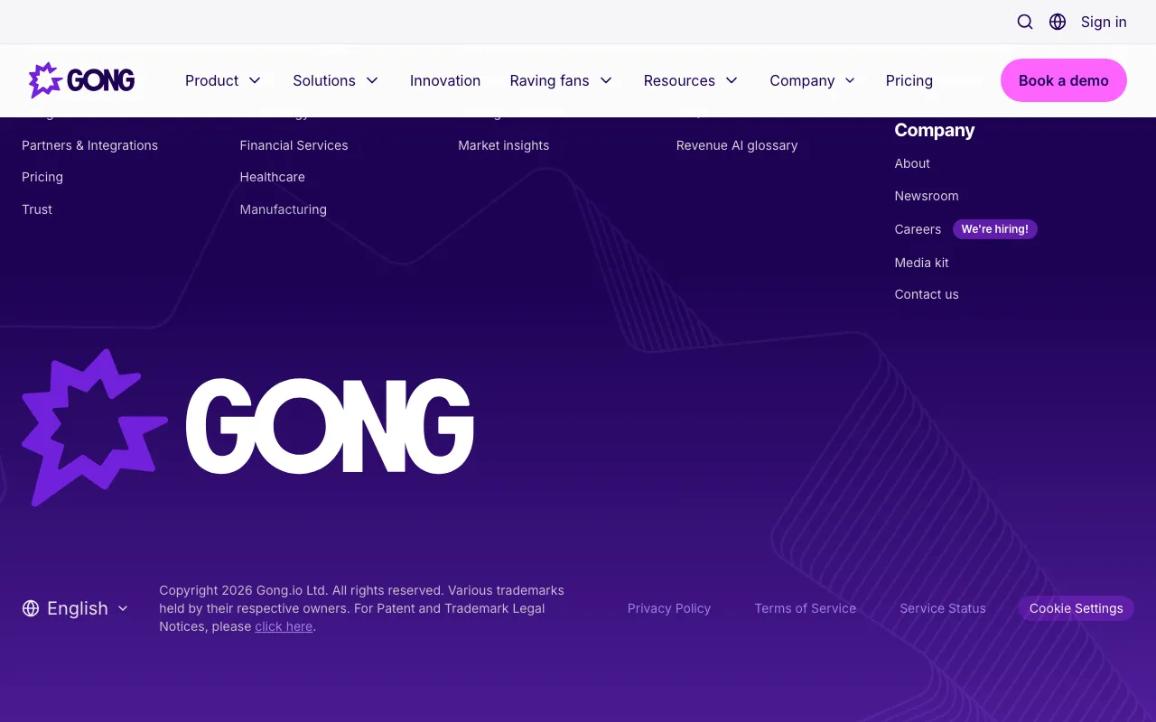 Gongの公式サイトプレビュー