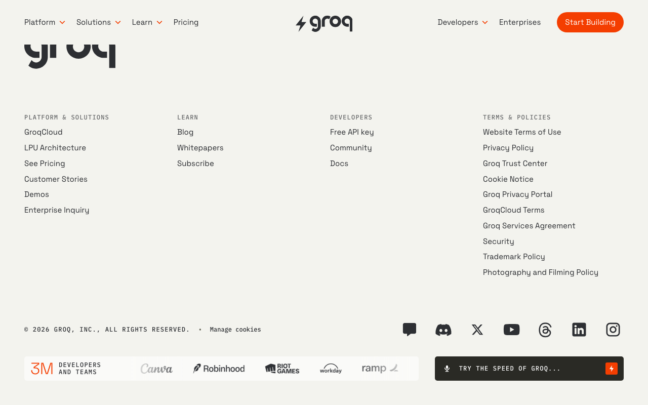 Groqの公式トップページ