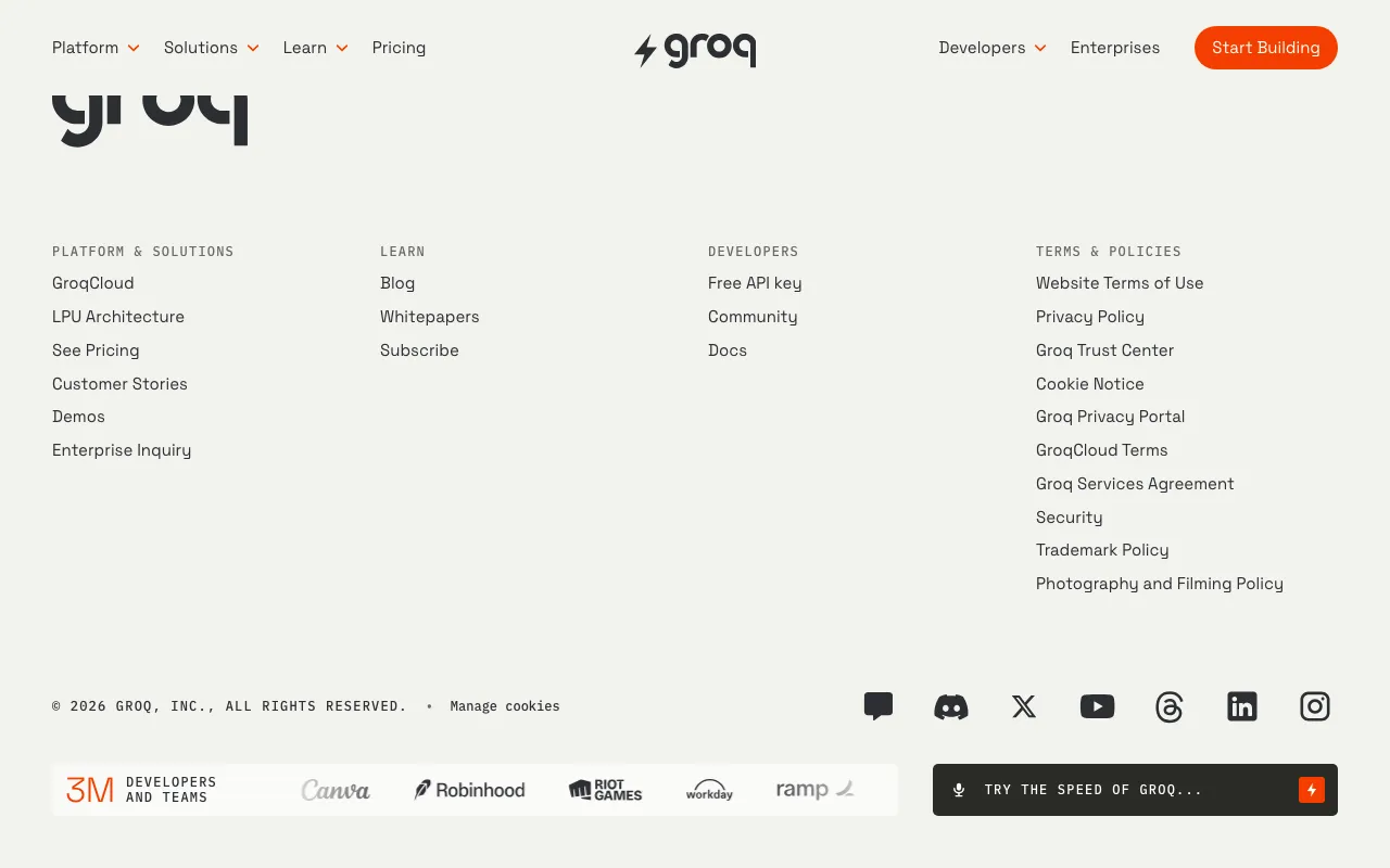 Groqの公式サイトプレビュー