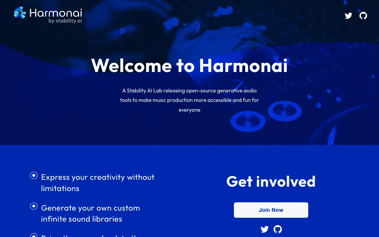 Harmonaiの公式サイトプレビュー