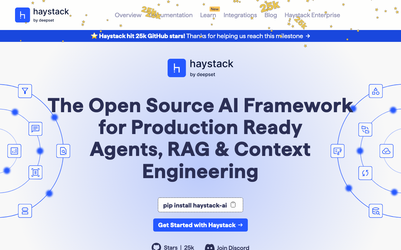 Haystackの公式トップページ