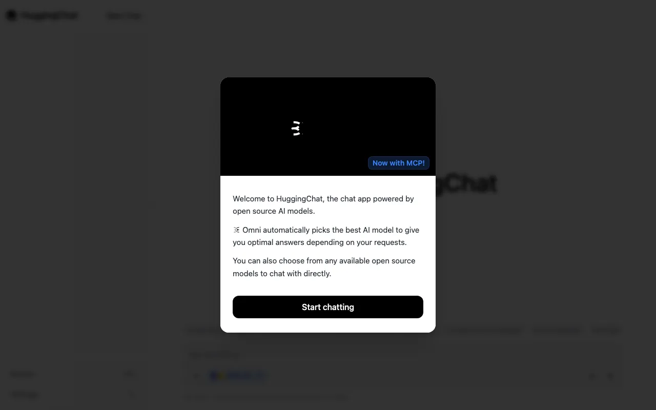 HuggingChatの公式サイトプレビュー