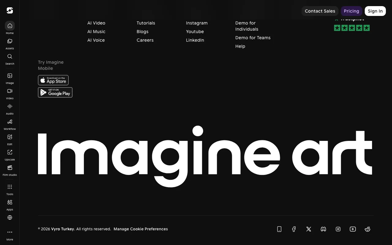 Imagine AIの公式サイトプレビュー