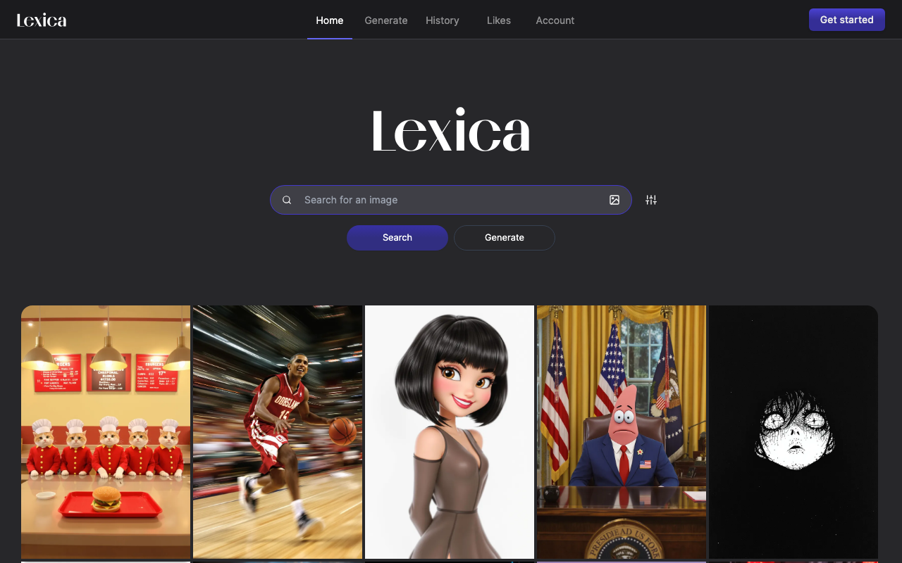 Lexicaの公式トップページ