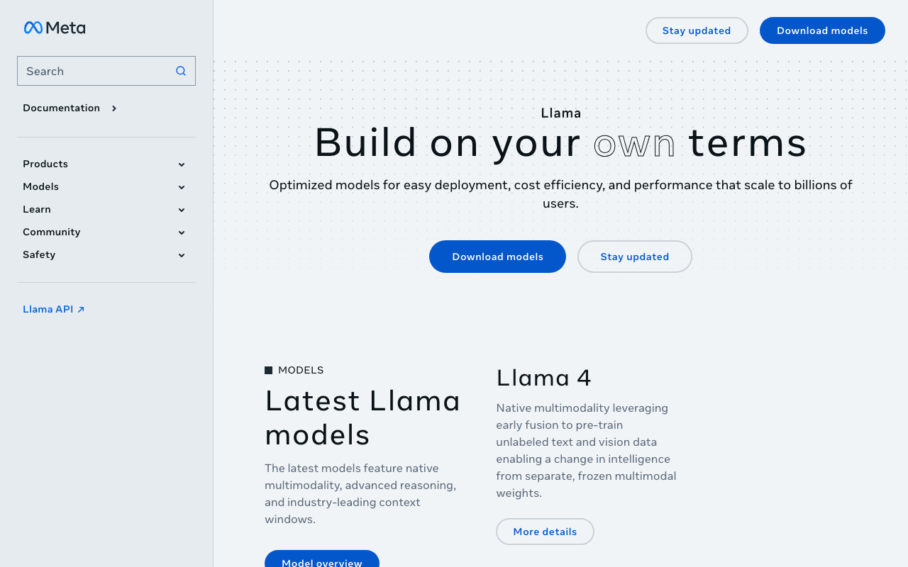 Llama 3の公式トップページ