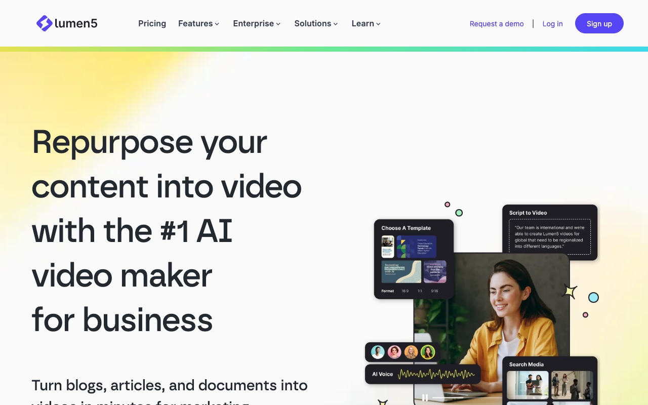 Lumen5の公式トップページ