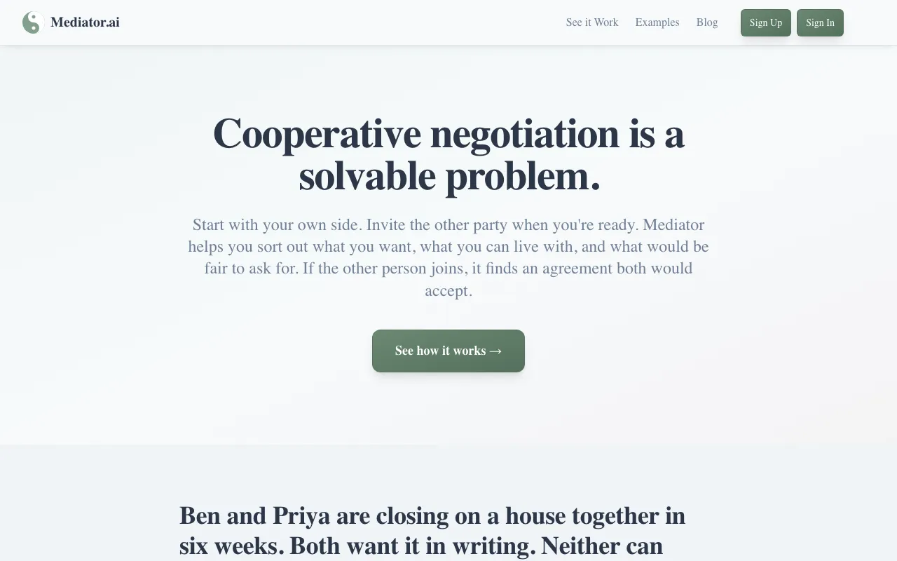 Mediator.aiの公式サイト プレビュー
