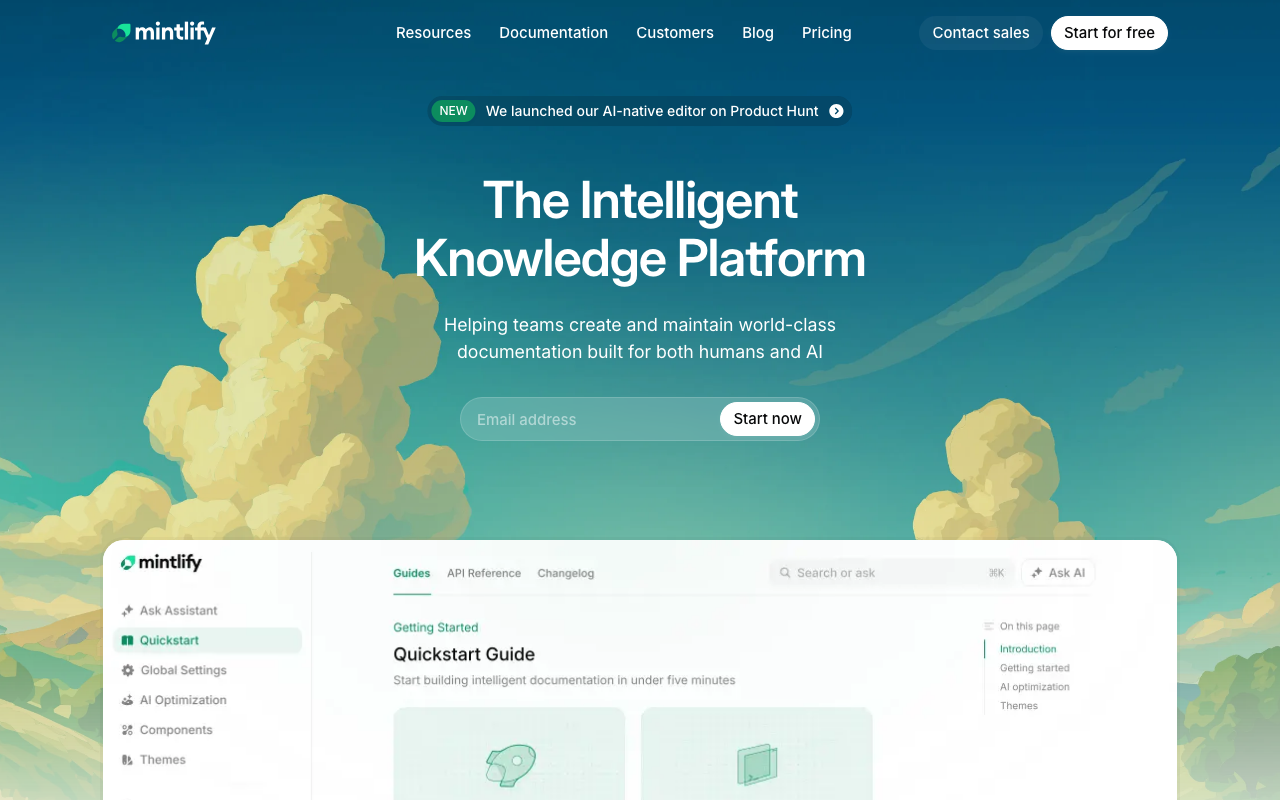 Mintlifyの公式トップページ
