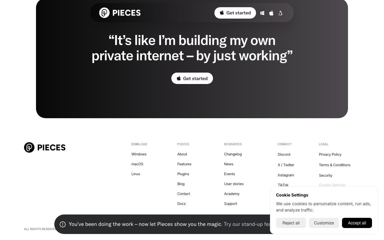 Piecesの公式トップページ