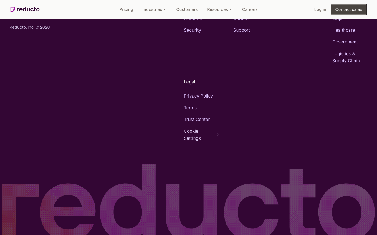 Reductoの公式トップページ