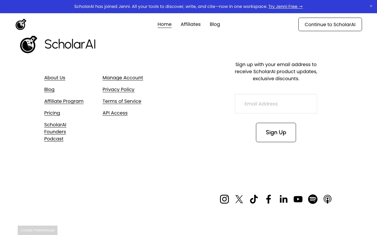 ScholarAIの公式サイトプレビュー
