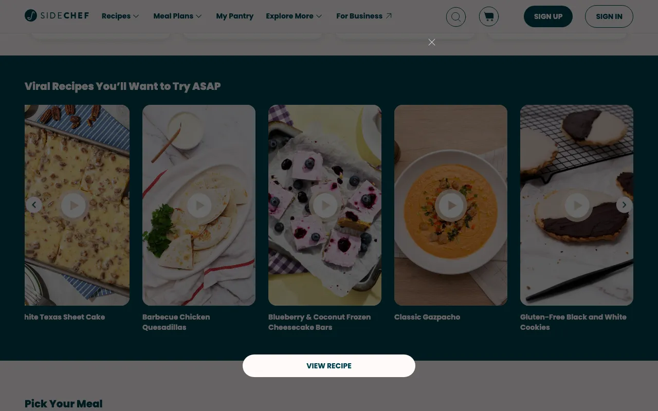 SideChef AIの公式サイトプレビュー