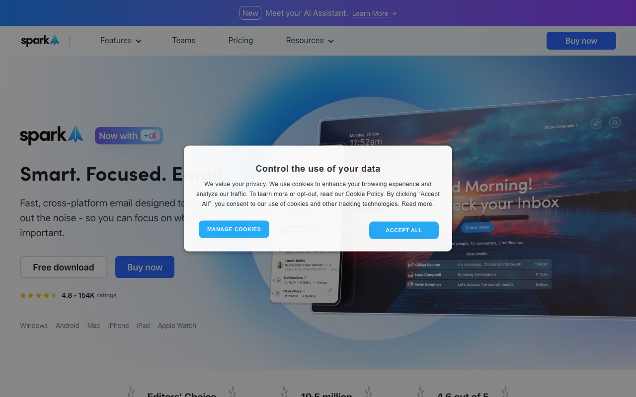 Spark Mailの公式トップページ