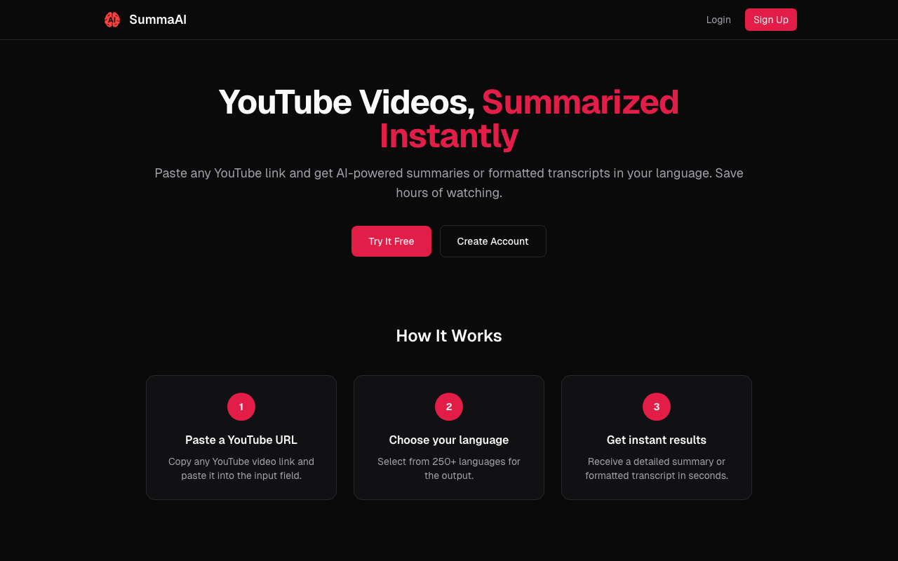 Summa AIの公式トップページ