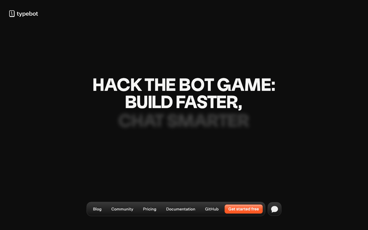 Typebotの公式トップページ