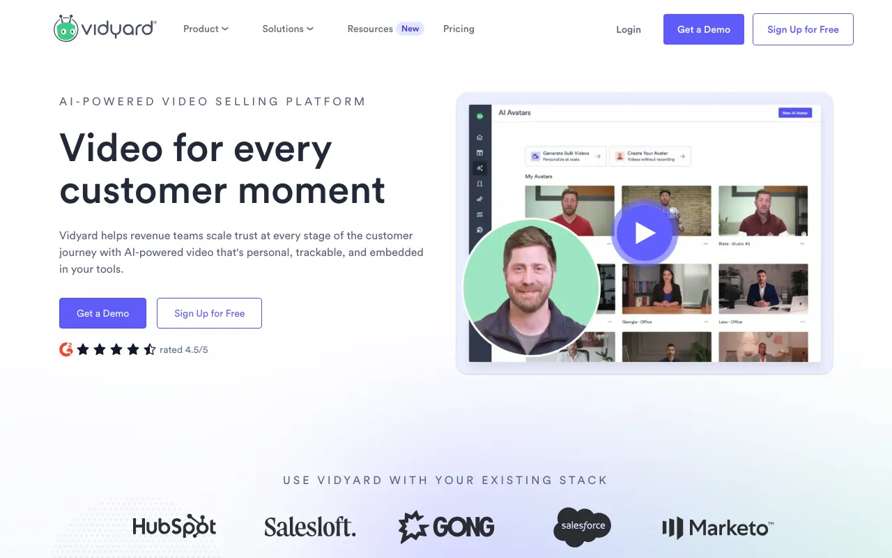 Vidyard AIの公式サイトプレビュー
