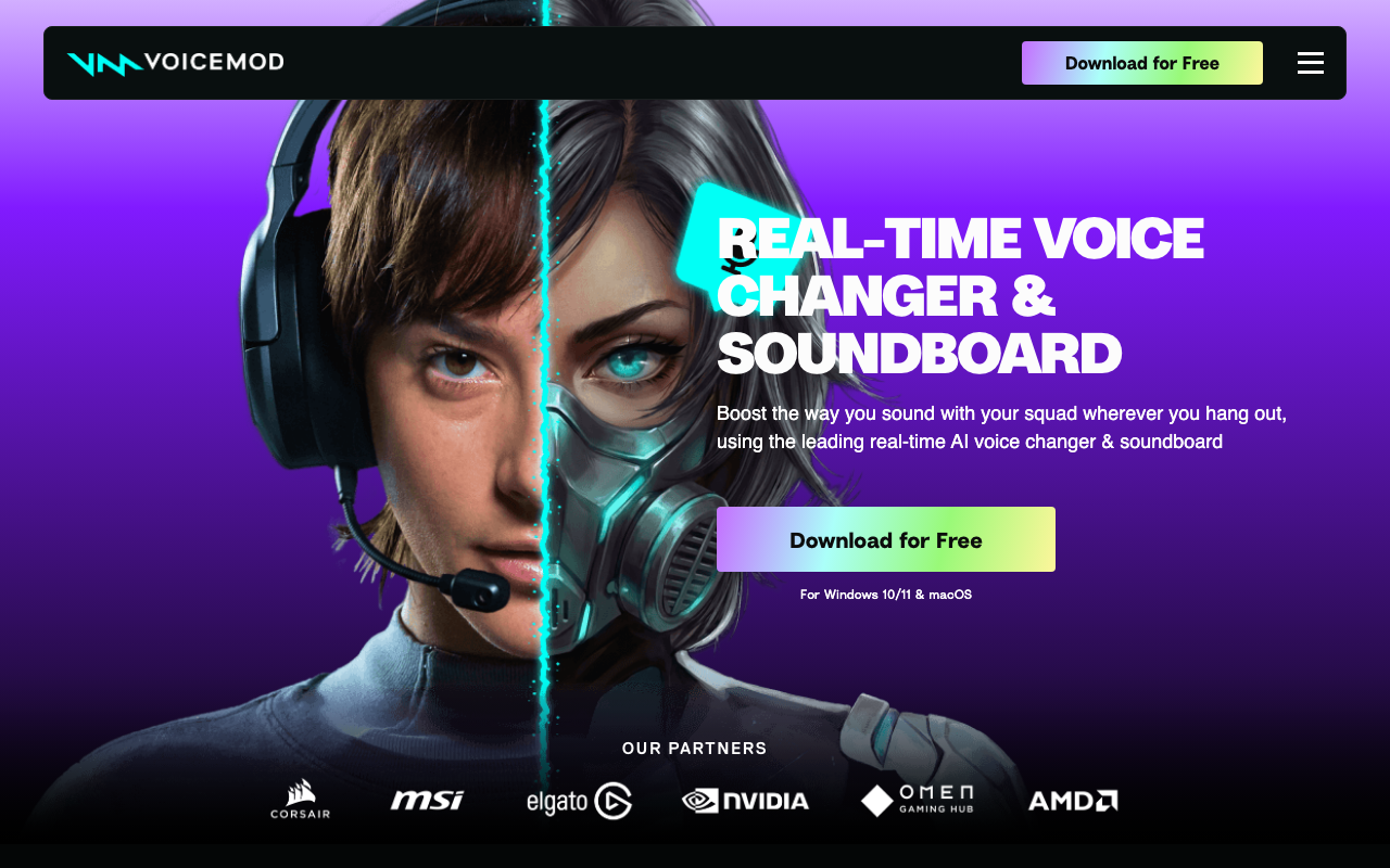 Voicemod AIの公式トップページ