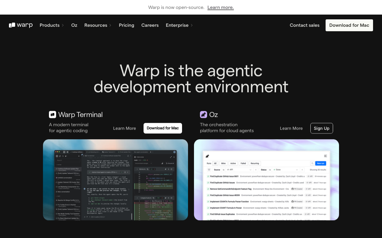 Warpの公式トップページ