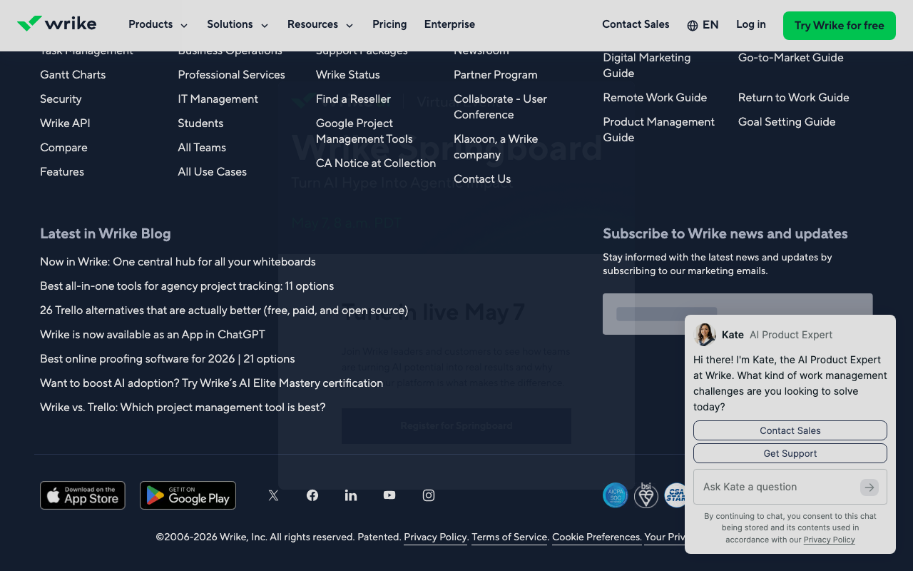 Wrikeの公式トップページ