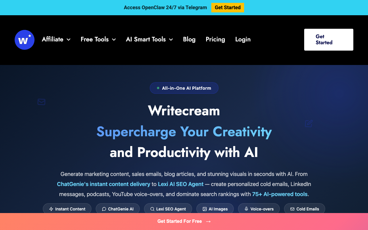 Writecreamの公式トップページ